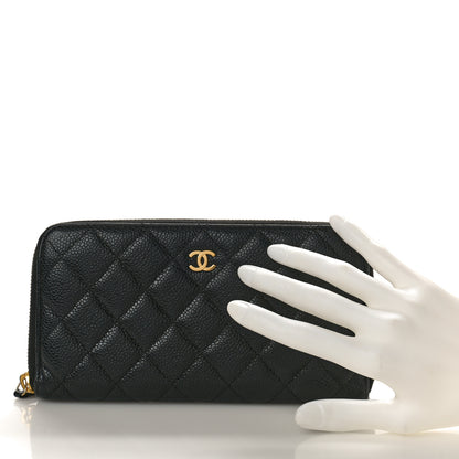 Chanel Caviar Quilted Large Gusset Zip Around Wallet Black 2 of 11