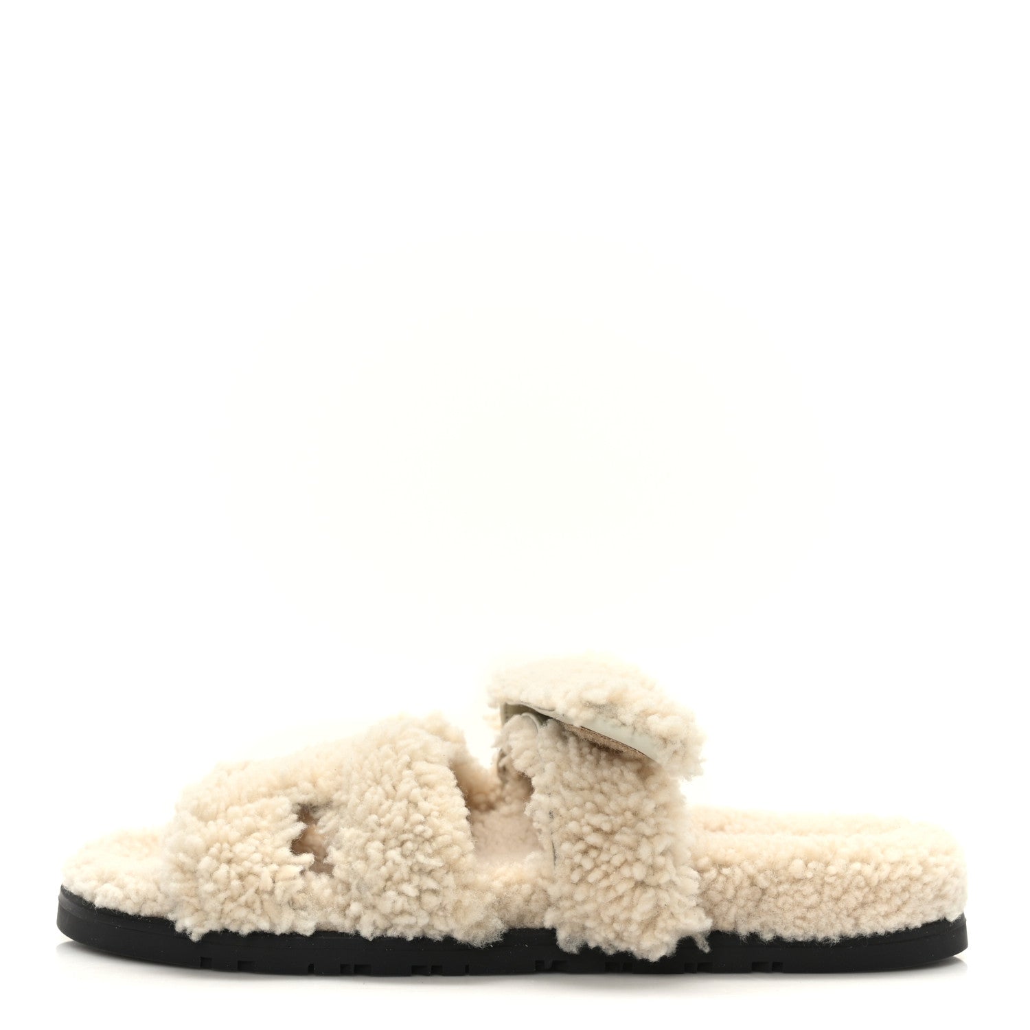 Hermes Woolskin Womens Chypre Sandals 38 Ecru 1 of 8