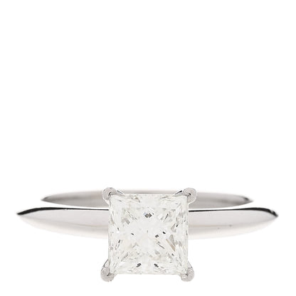 Tiffany Platinum Diamond 1.37ct Princess Solitaire Engagement Ring 53 6.25 1 of 7