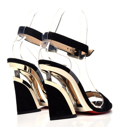 Christian Louboutin Veau Velours PVC Levitallo 100 Sandals 36 Black 4 of 8