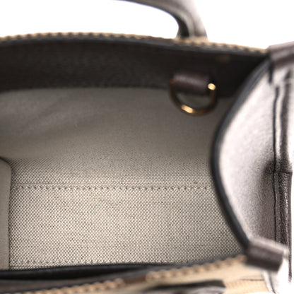 Gucci Monogram Jumbo GG Textured Dollar Calfskin Web Mini Vertical Tote Camel Ebony New Acero 5 of 10