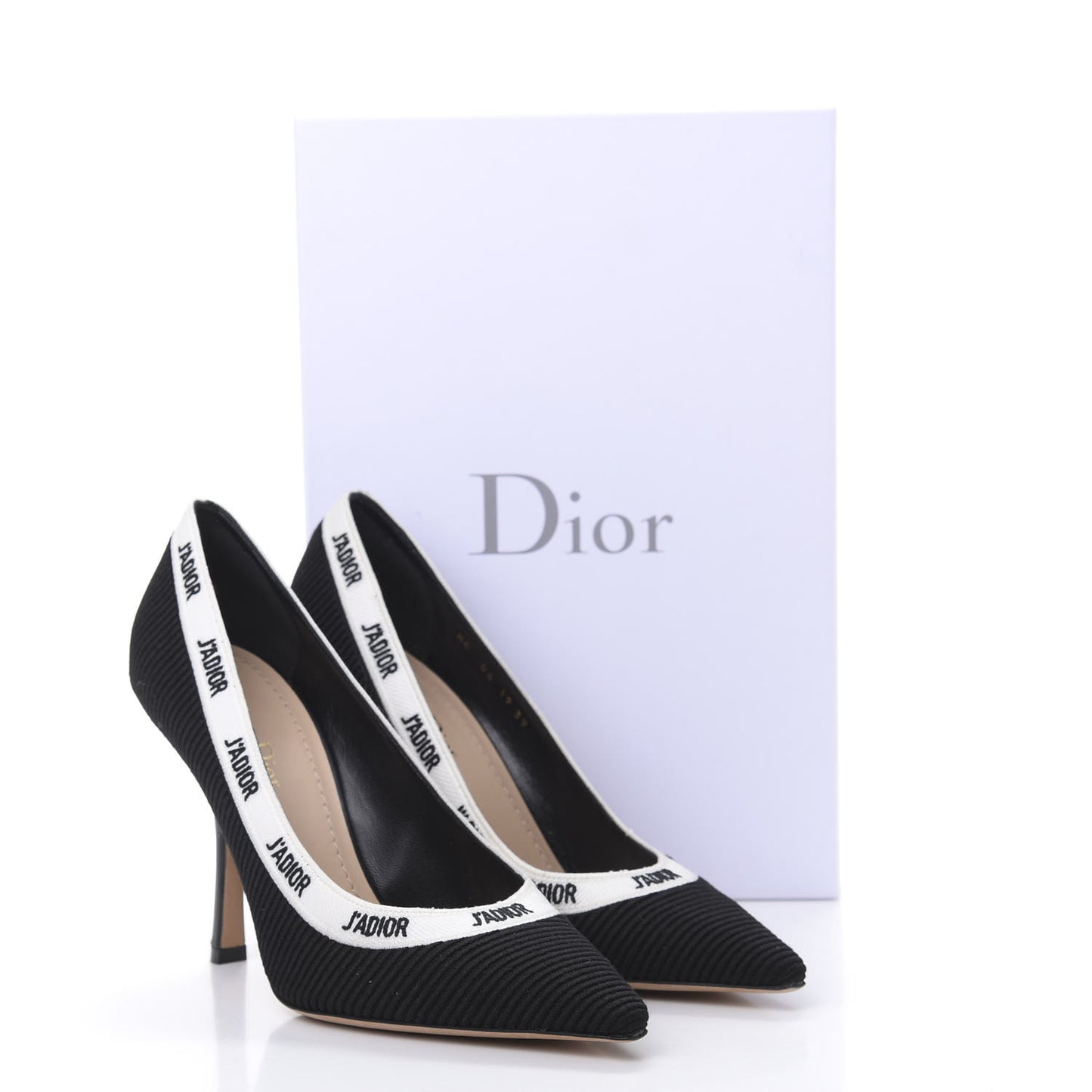 Technical Canvas Ribbon Embroidered J'Adior 100mm Pumps 39 Black