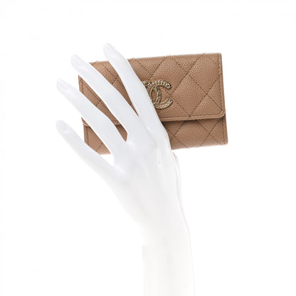 Chanel Caviar Quilted Multi Chain CC Flap Card Holder Beige 3 of 9
