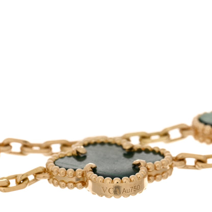Van Cleef & Arpels 18K Yellow Gold Malachite 5 Motifs Vintage Alhambra Bracelet 3 of 4