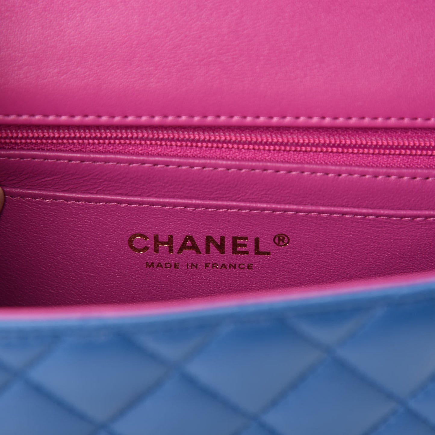 Lambskin Quilted Mini Rectangular Flap Blue Purple