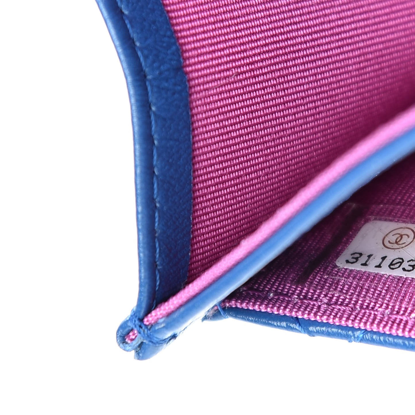 Lambskin Quilted Flap Card Holder Wallet Blue Pink