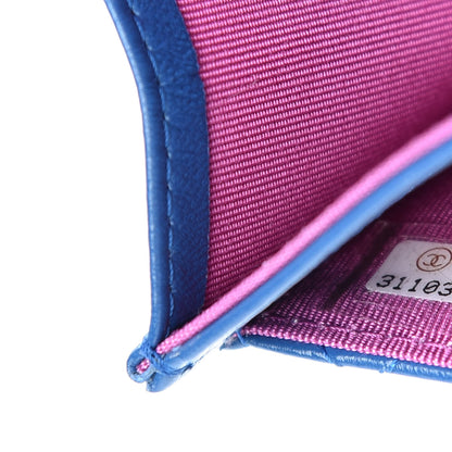 Chanel Lambskin Quilted Flap Card Holder Wallet Blue Pink 8 of 9