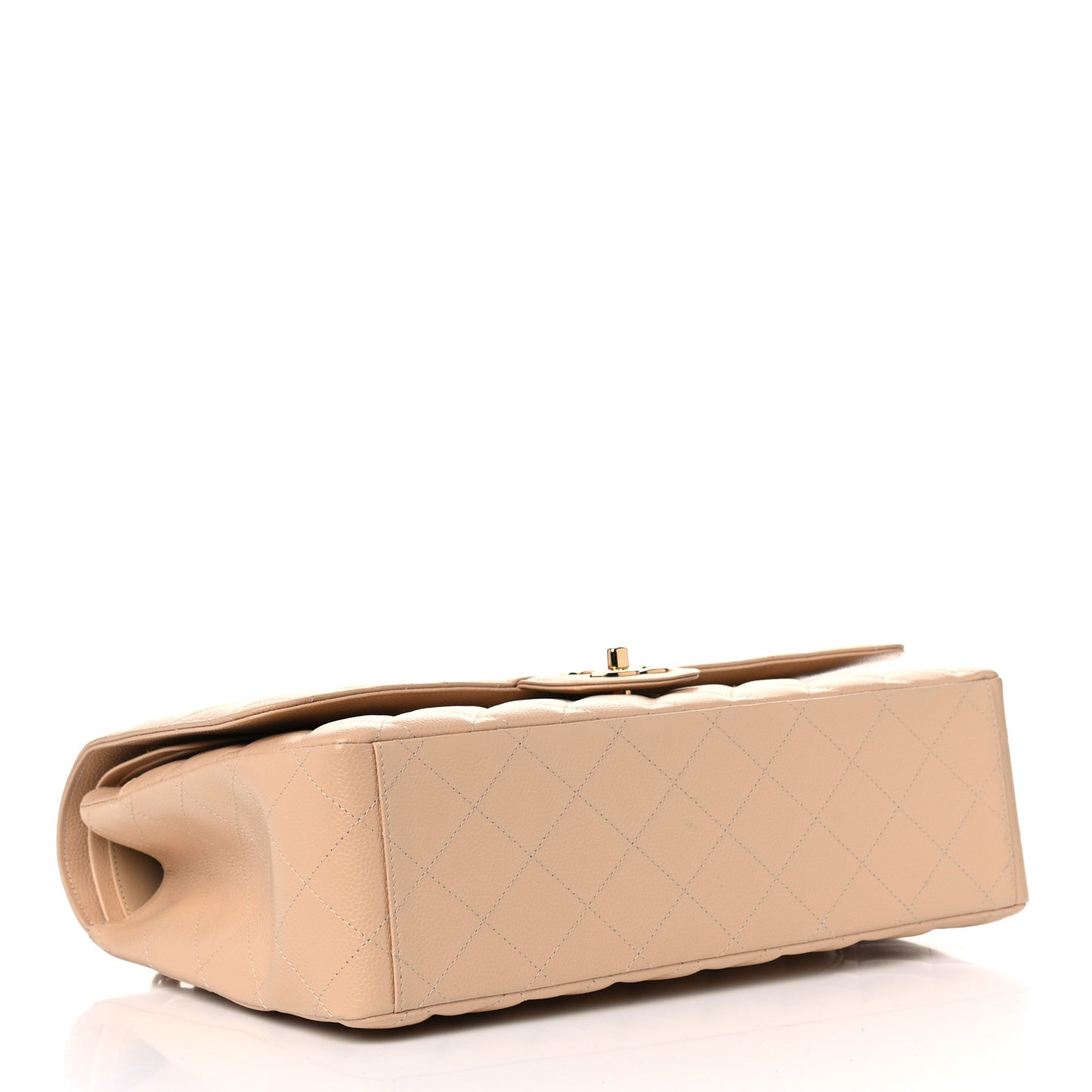 Caviar Quilted Maxi Double Flap Beige