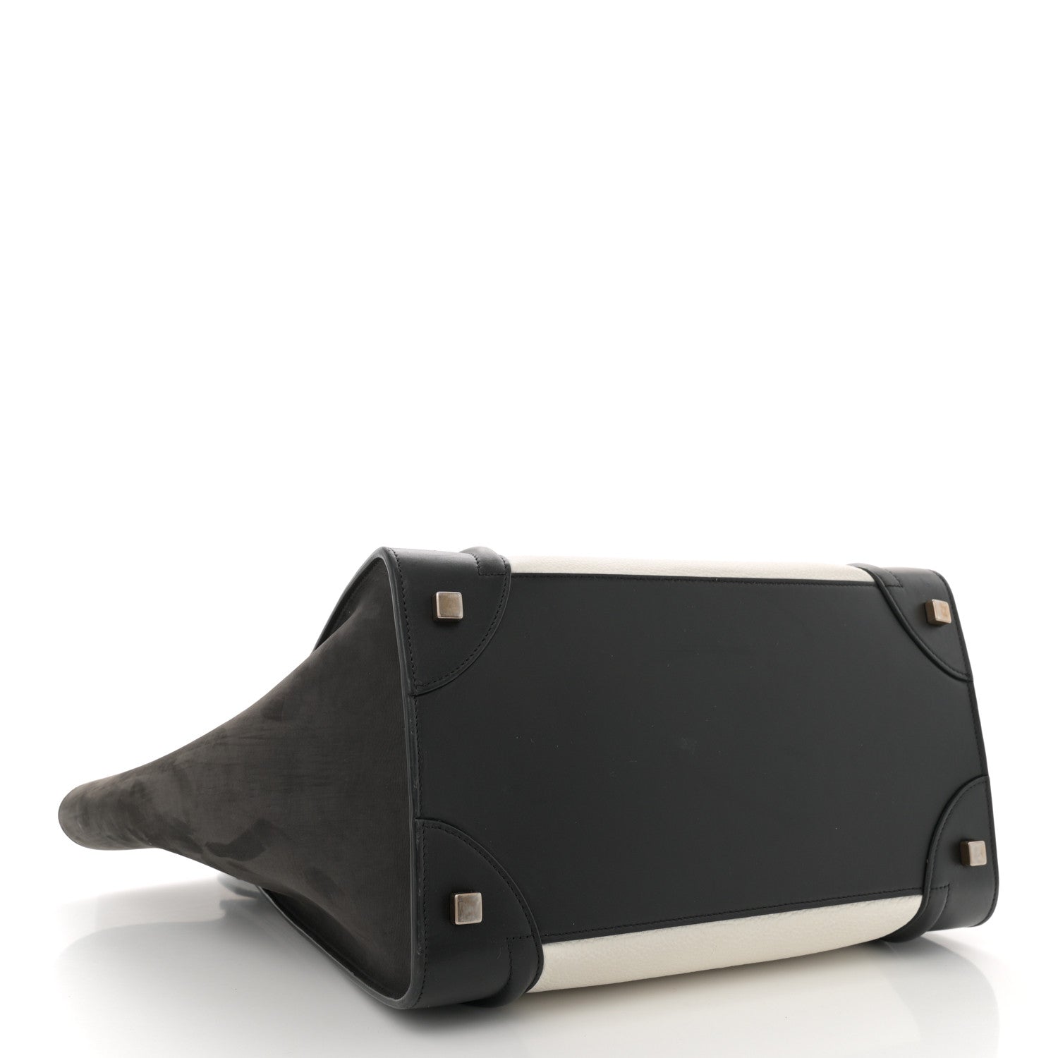 Celine Nubuck Drummed Calfskin Mini Bi-Color Luggage Black White 4 of 11