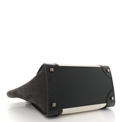 Celine Nubuck Drummed Calfskin Mini Bi-Color Luggage Black White 4 of 11