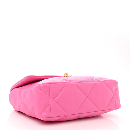 Chanel Lambskin Quilted Large Chanel 19 Flap Neon Pink 3 of 9