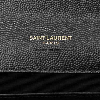 Saint Laurent Grain De Poudre Textured Mixed Matelasse Triquilt Monogram Clutch Black 6 of 10