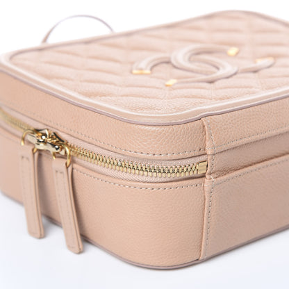 Chanel Caviar Quilted Medium CC Filigree Vanity Case Beige 8 of 9