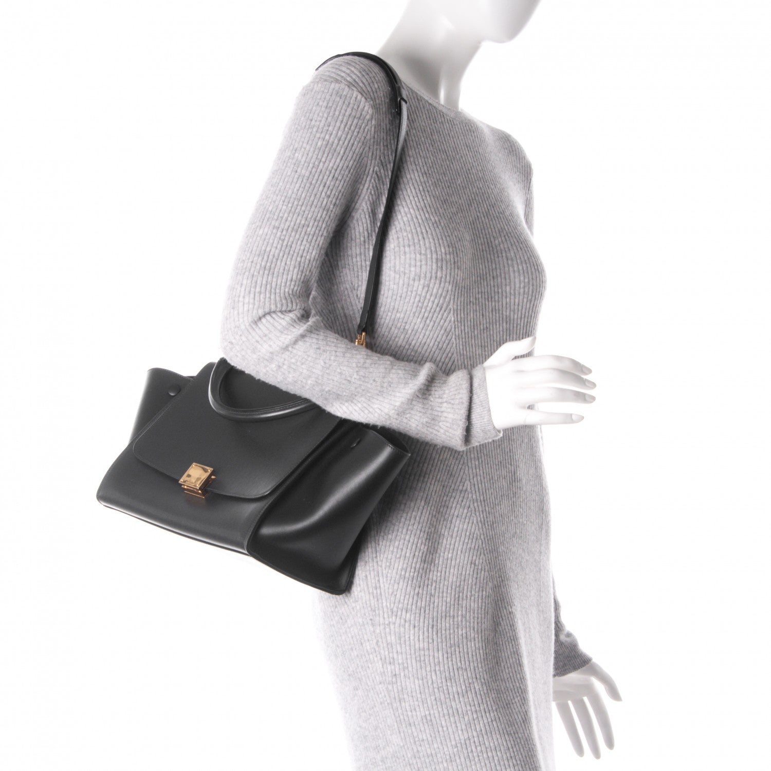 Celine Liege Calfskin Small Trapeze Black 2 of 6