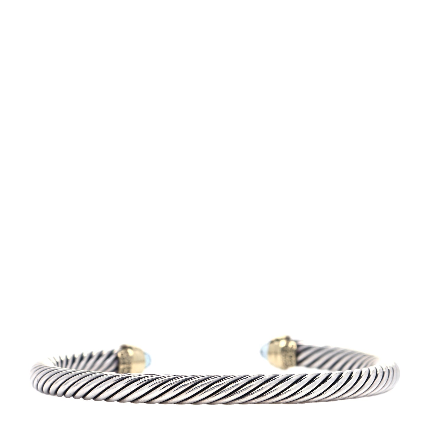 Sterling Silver 14K Yellow Gold Blue Topaz 5mm Cable Classics Petite Color Bracelet
