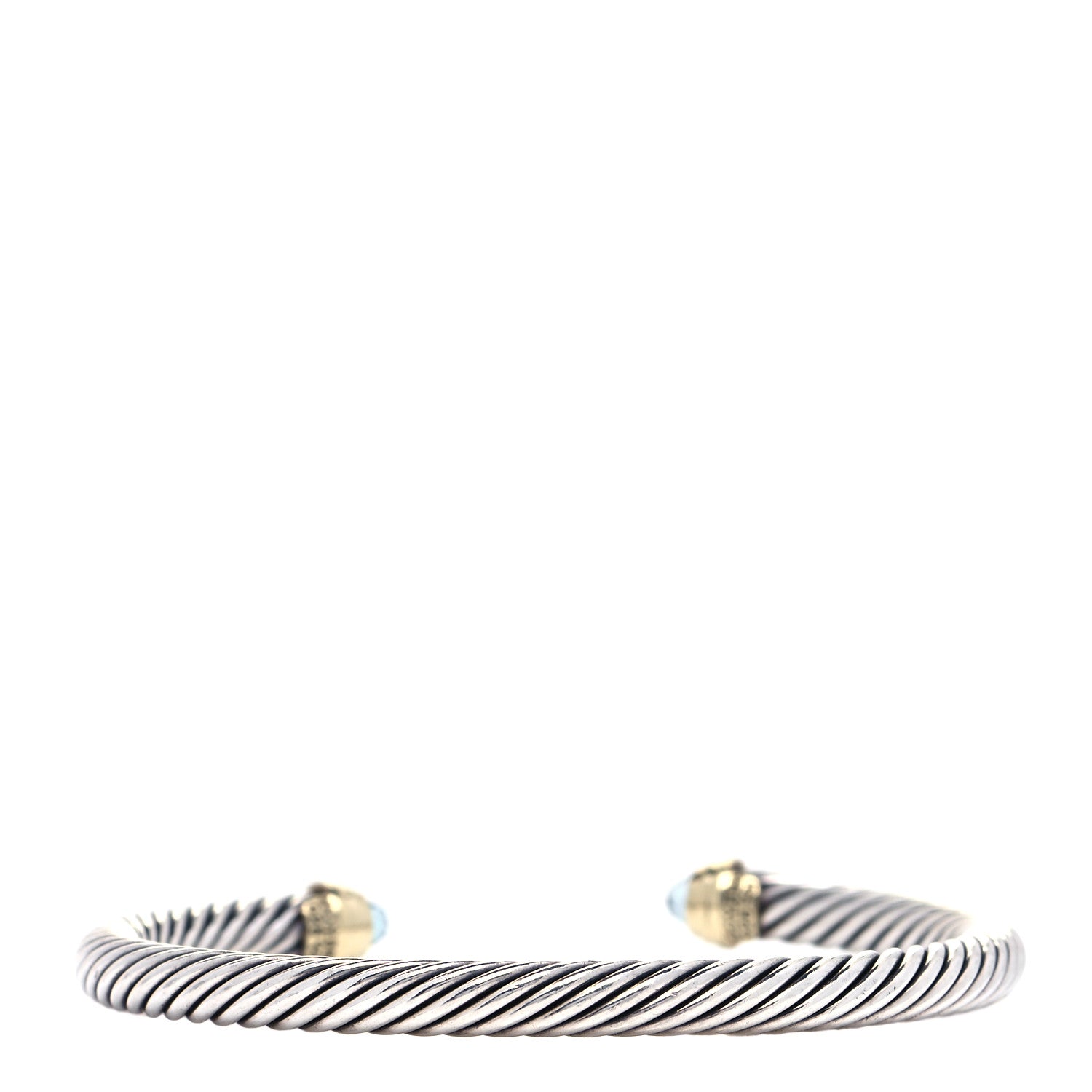 David Yurman Sterling Silver 14K Yellow Gold Blue Topaz 5mm Cable Classics Petite Color Bracelet 3 of 4