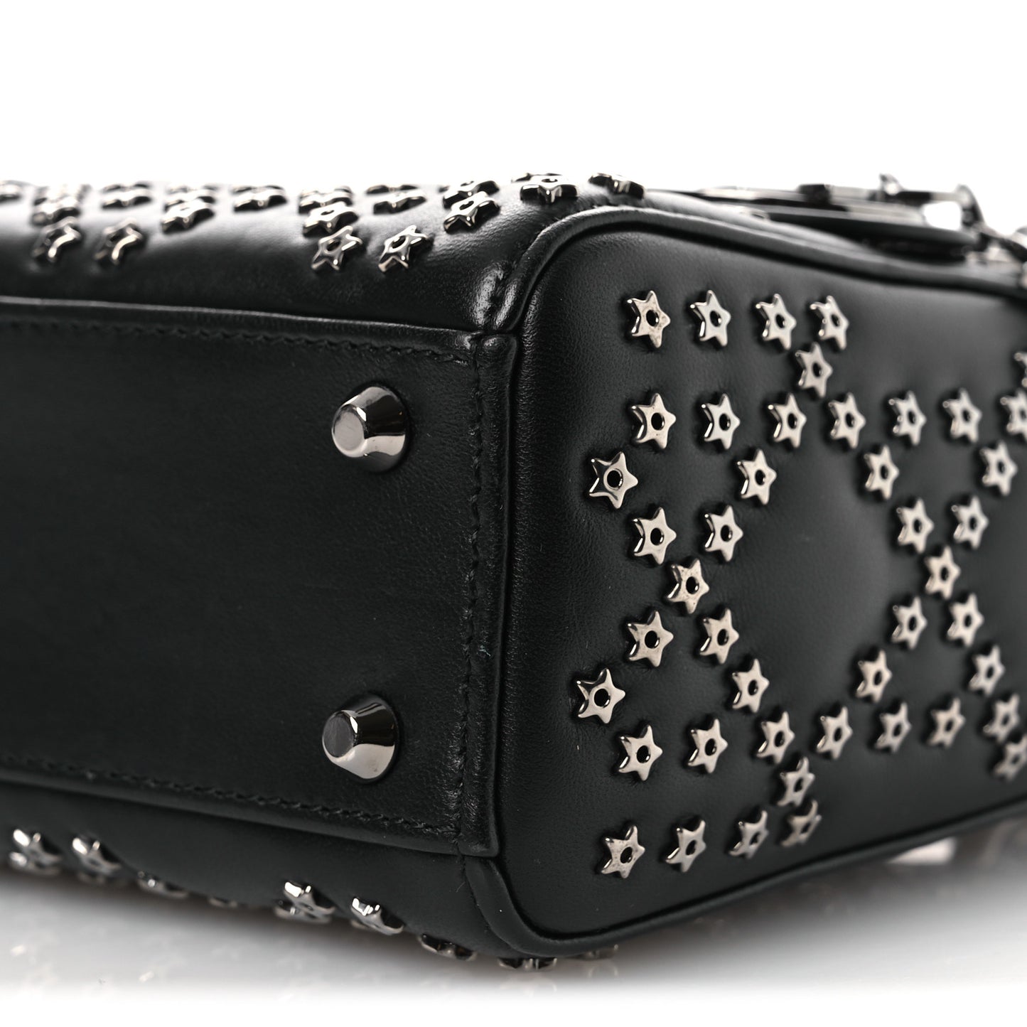 Lambskin Cannage Lucky Star Studded Mini Lady Dior Black Black