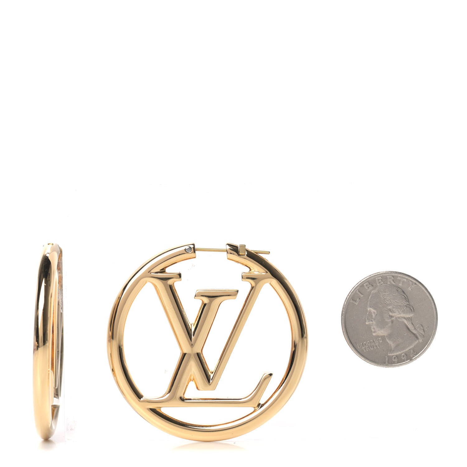 Louis Vuitton Metal Louise Hoop Earrings Gold 2 of 4