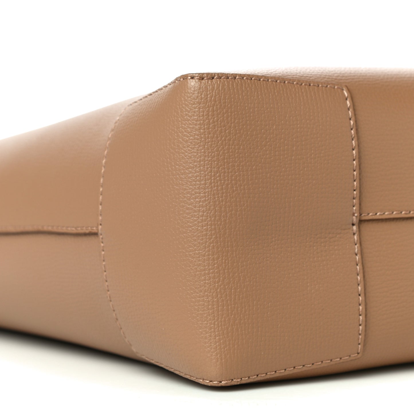 Calfskin TB Motif Embossed Medium Tote Camel