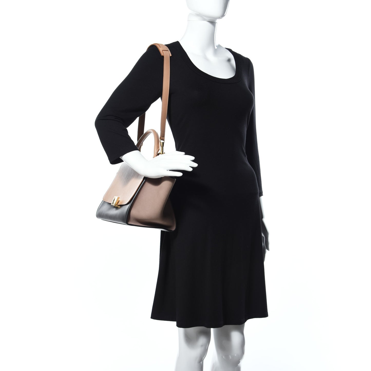 Smooth Calfskin Nubuck Small Tri-Color Trapeze Nude