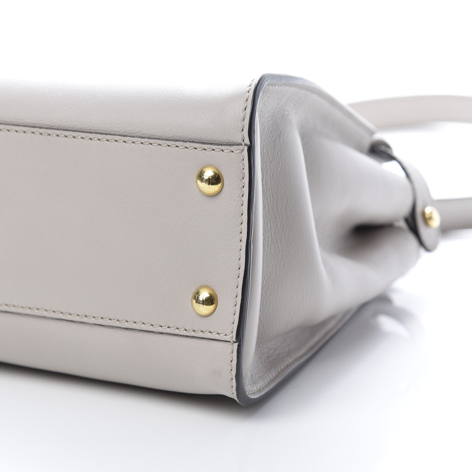 Fendi Vitello Seta Shiny Nappa Medium Peekaboo Iconic Satchel Grigio Polvere Magenta 12 of 12