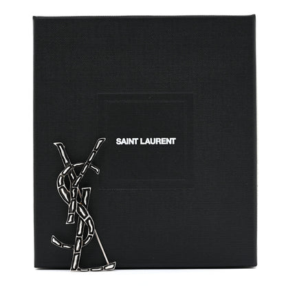 Saint Laurent Monogram Crocodile Opyum Brooch Silver 5 of 5