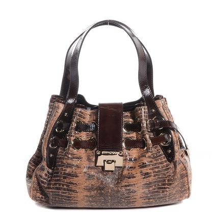 Jimmy Choo Lizard Embossed Medium Riki Brown 1 of 7