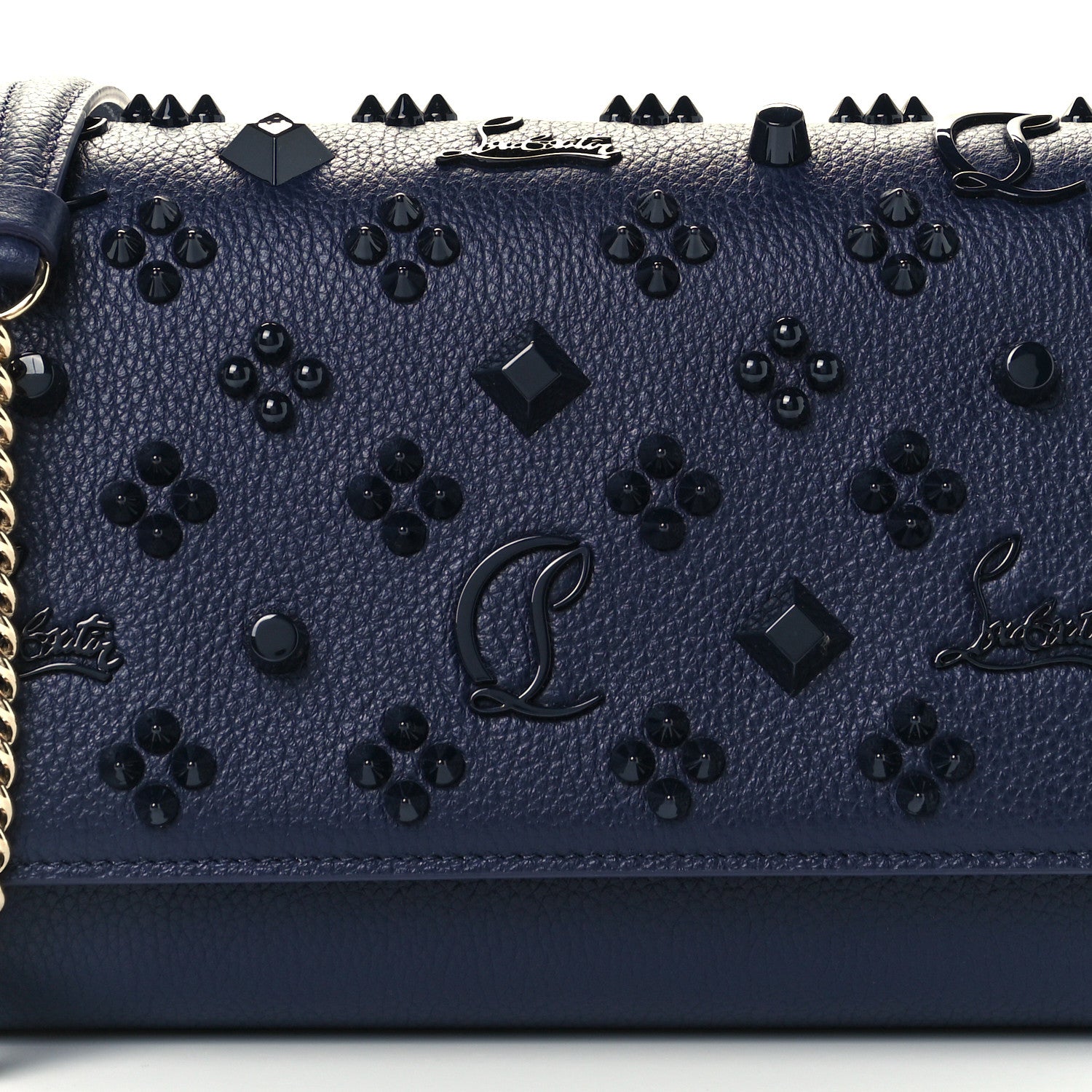 Christian Louboutin Calfskin Spikes Loubinthesky Paloma Clutch Navy 7 of 9