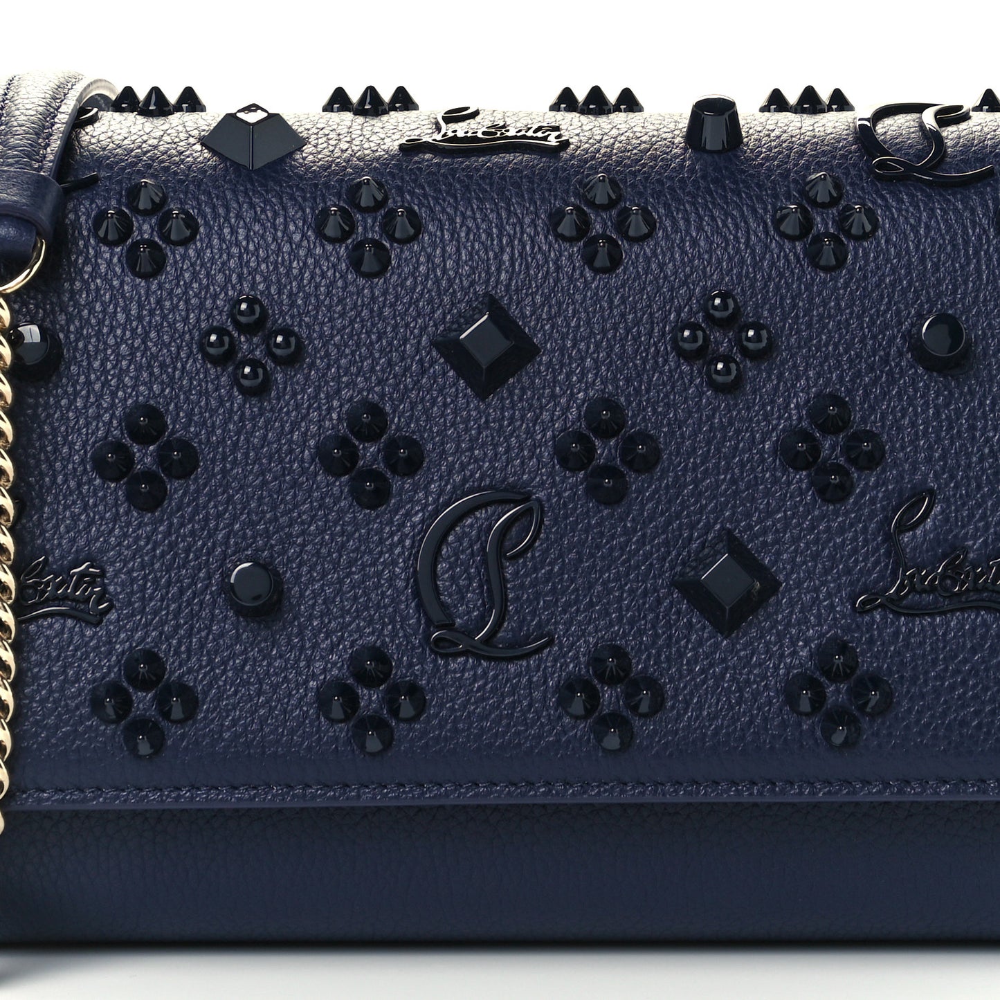 Calfskin Spikes Loubinthesky Paloma Clutch Navy
