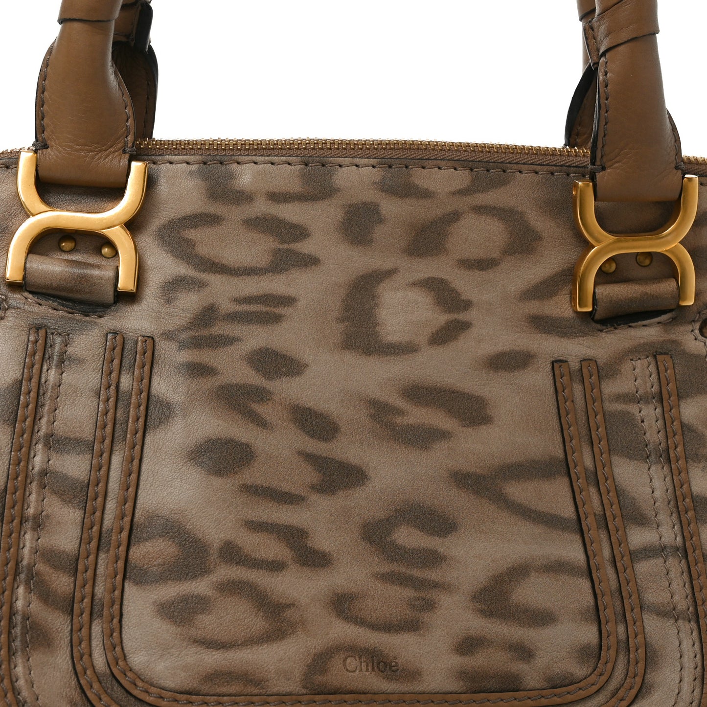 Calfskin Leopard Print Medium Marcie Satchel Brown