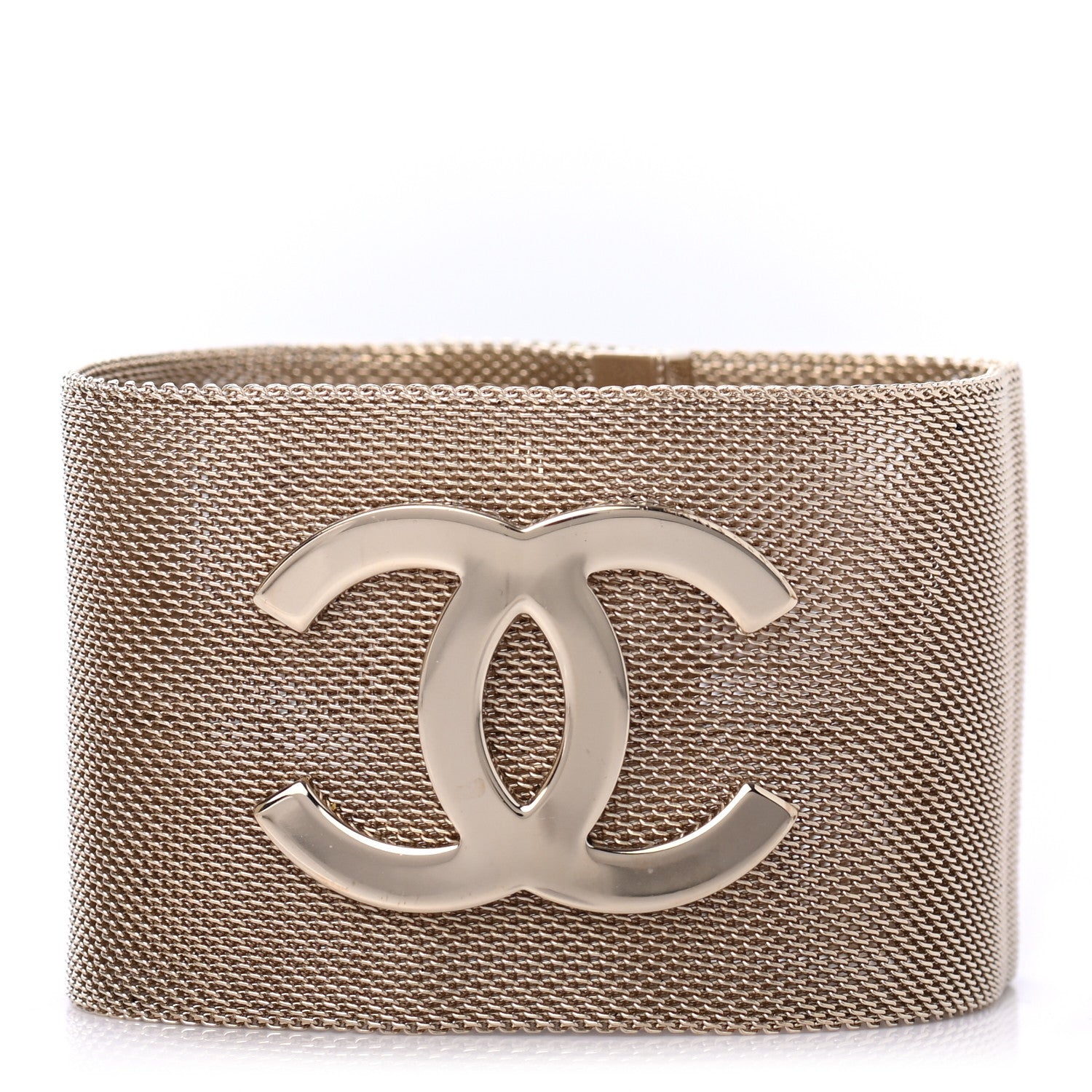 Chanel Metal Mesh CC Bracelet Light Gold 1 of 4