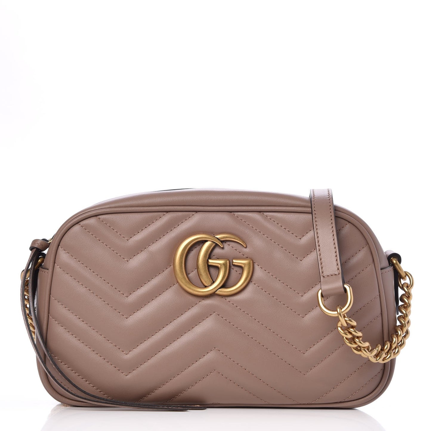 Calfskin Matelasse Small GG Marmont Chain Shoulder Bag Porcelain Rose