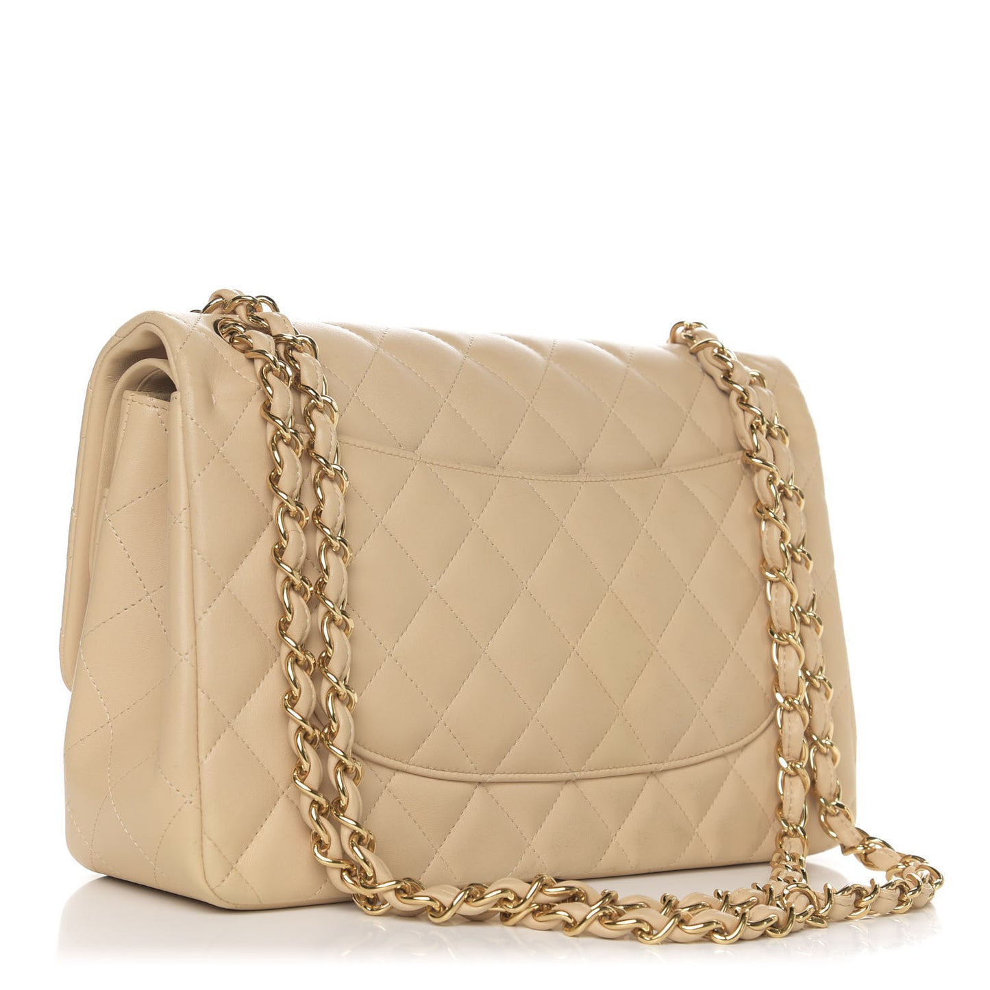 Lambskin Quilted Jumbo Double Flap Beige Clair