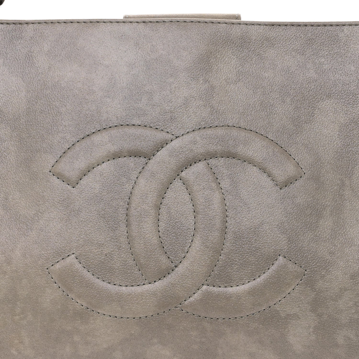 Chanel Iridescent Calfskin CC East West Shopping Tote Light Grey 9 of 11