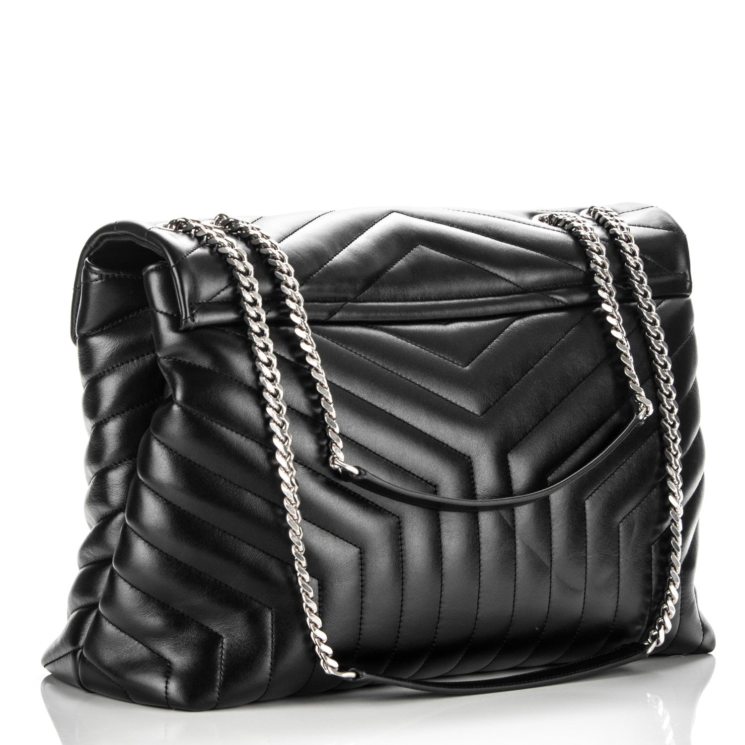 Saint Laurent Calfskin Y Quilted Monogram Large Loulou Chain Satchel Black 3 of 8