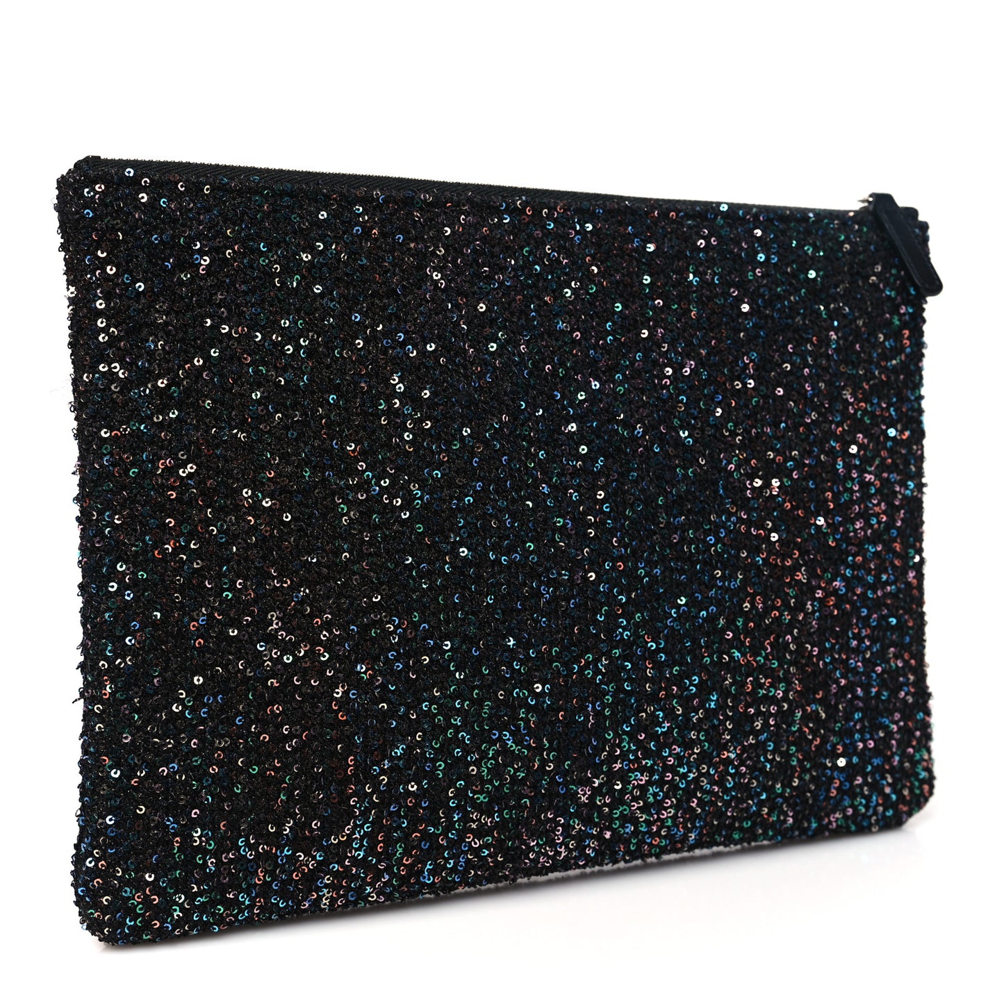 Canvas Sequin Medium Deauville Cosmetic Pouch Black