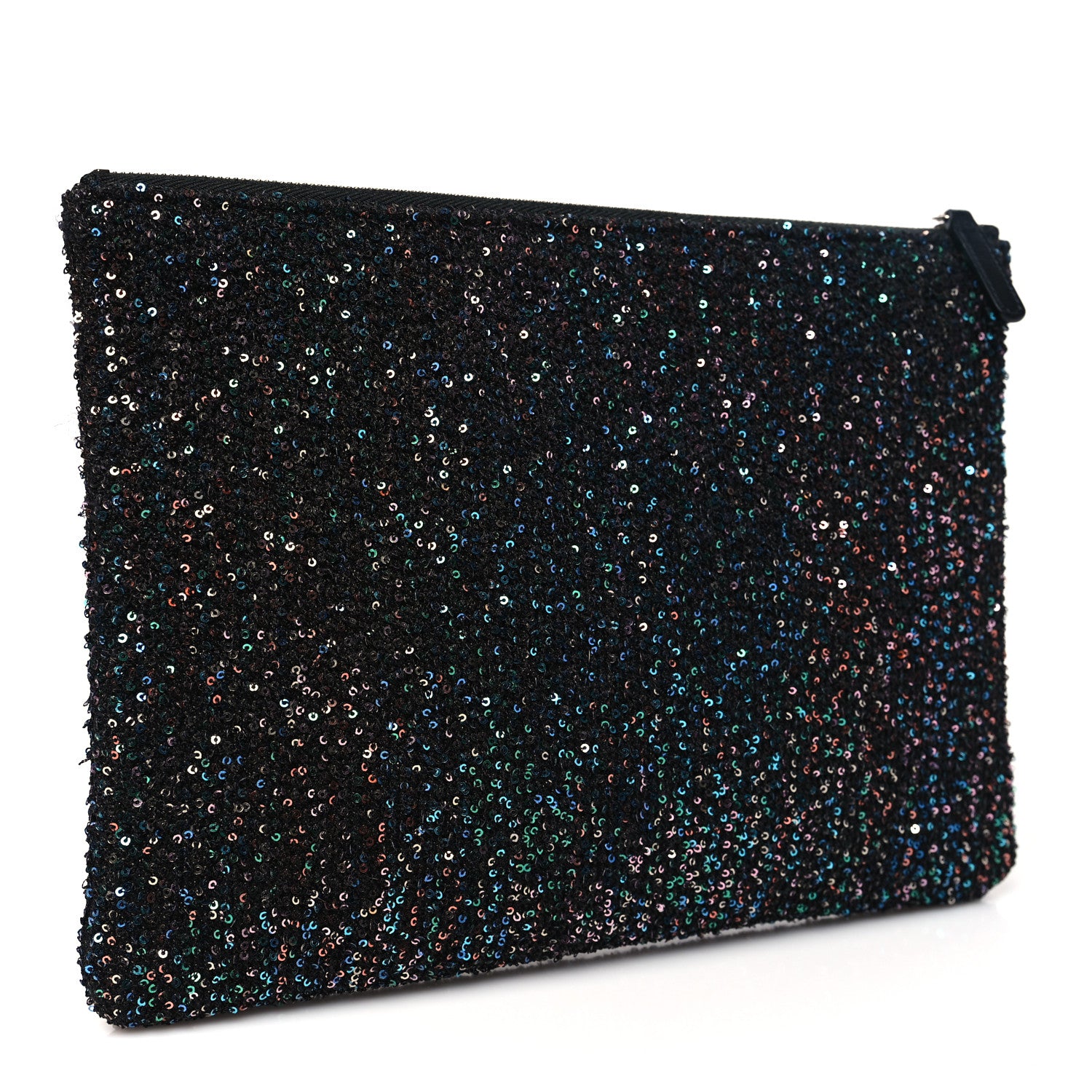 Chanel Canvas Sequin Medium Deauville Cosmetic Pouch Black 3 of 8