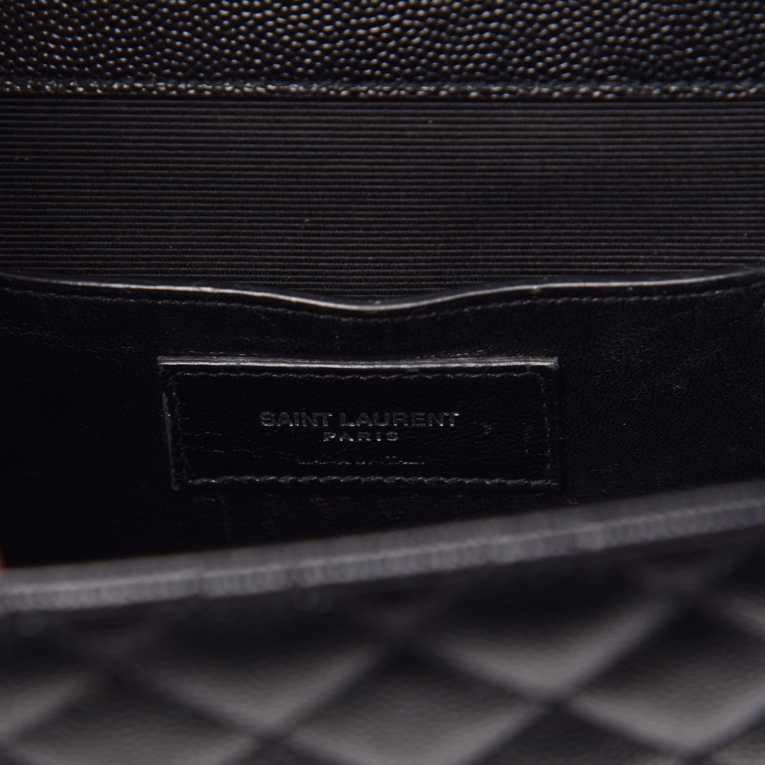 Saint Laurent Grain De Poudre Textured Mixed Matelasse Triquilt Medium Monogram Satchel Black 7 of 9