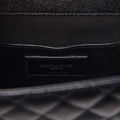 Saint Laurent Grain De Poudre Textured Mixed Matelasse Triquilt Medium Monogram Satchel Black 7 of 9