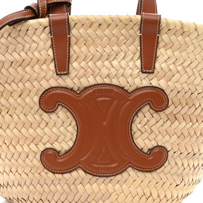 Celine Raffia Calfskin Triomphe Teen Panier Tan 7 of 9