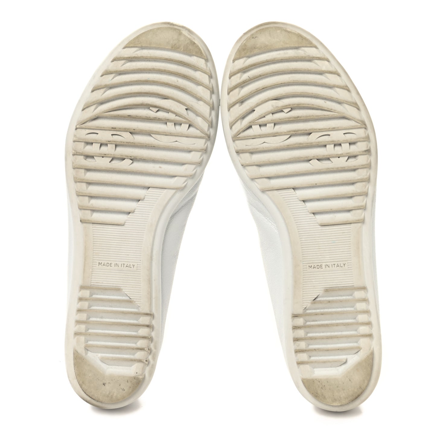 Lambskin Cap Toe CC Mary Jane Flats 37 White