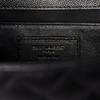Saint Laurent Grain De Poudre Textured Mixed Matelasse Triquilt Medium Monogram Satchel Black 6 of 8