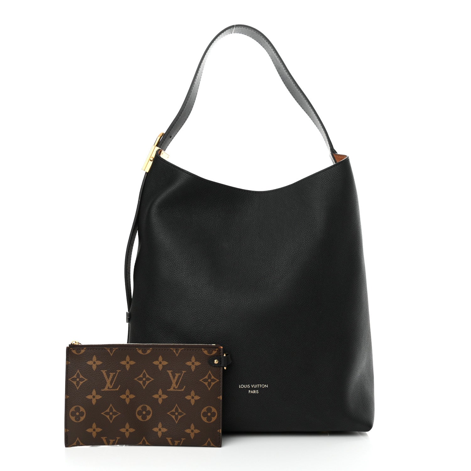 Louis Vuitton Grained Calfskin Low Key Hobo MM Black 3 of 11