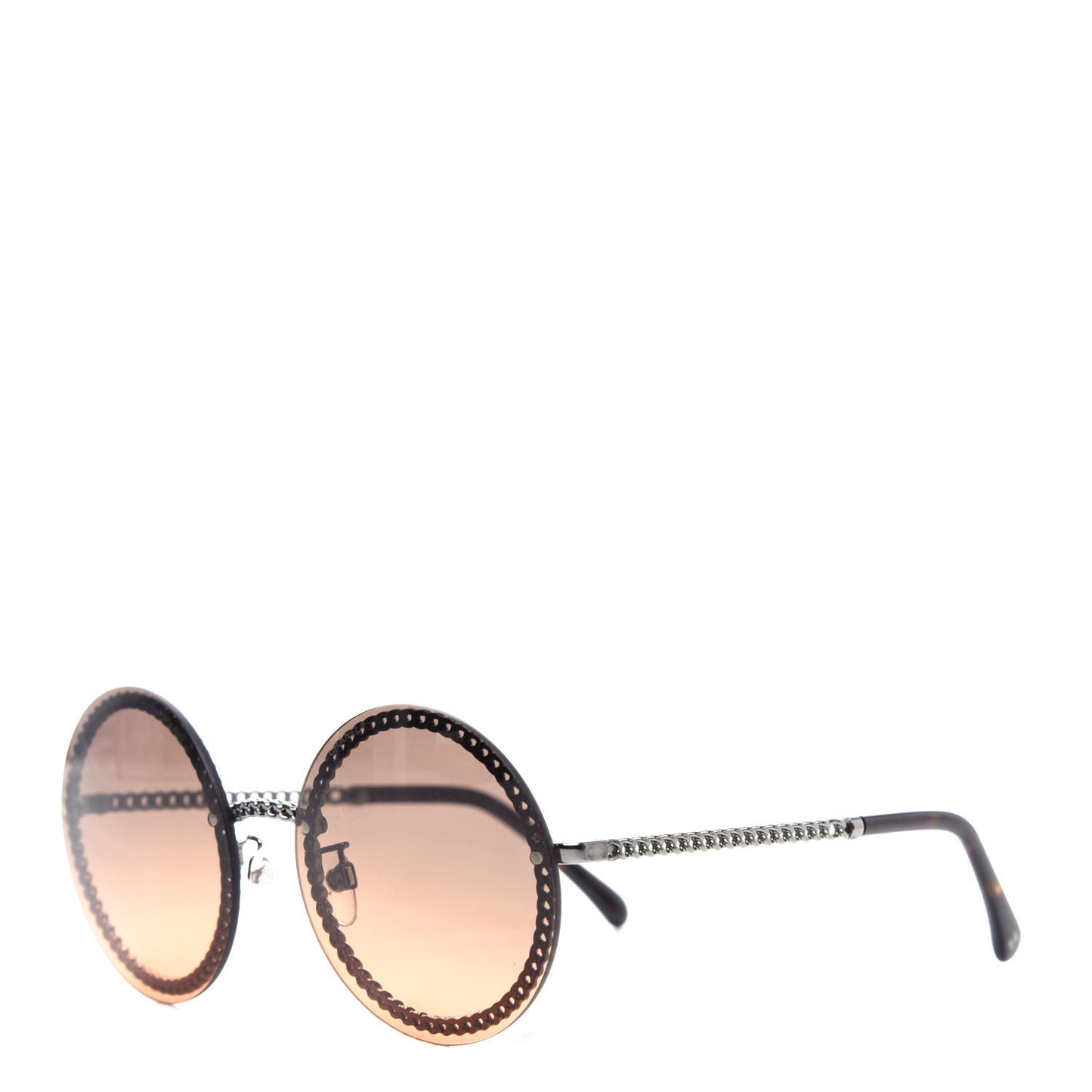 Metal Chain Round Sunglasses 4245 Brown Gold