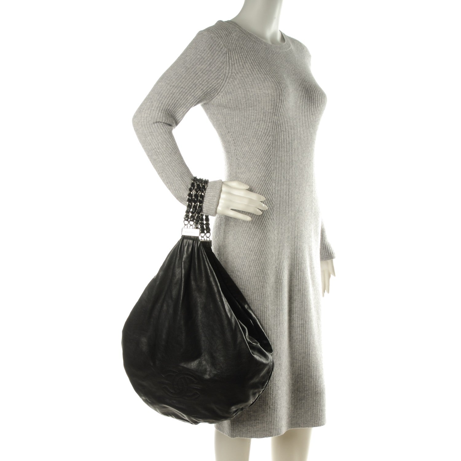 Chanel Lambskin Large Rock and Chain Hobo Black 2 of 10