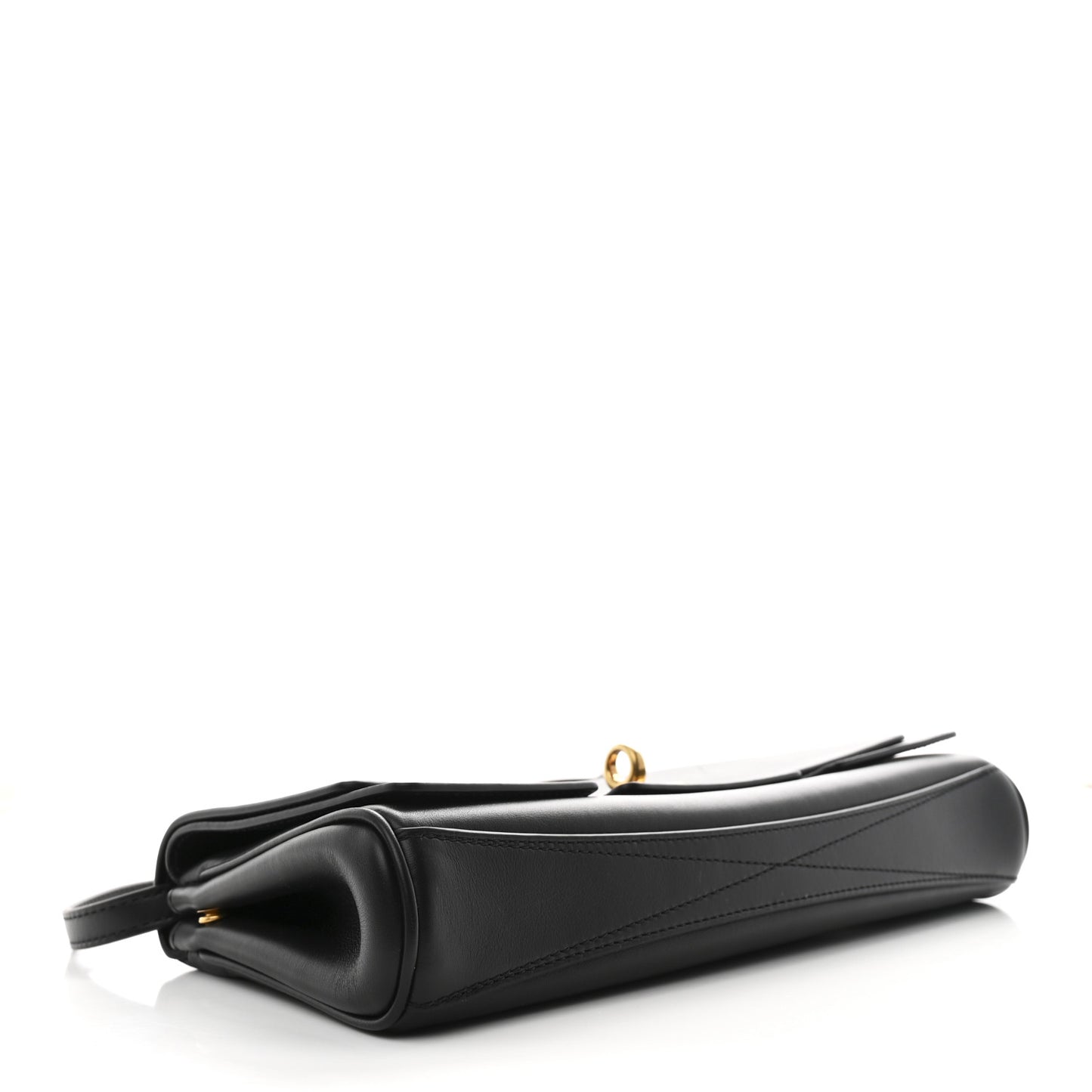 Smooth Calfskin Small Bel Air Clutch On Strap Black