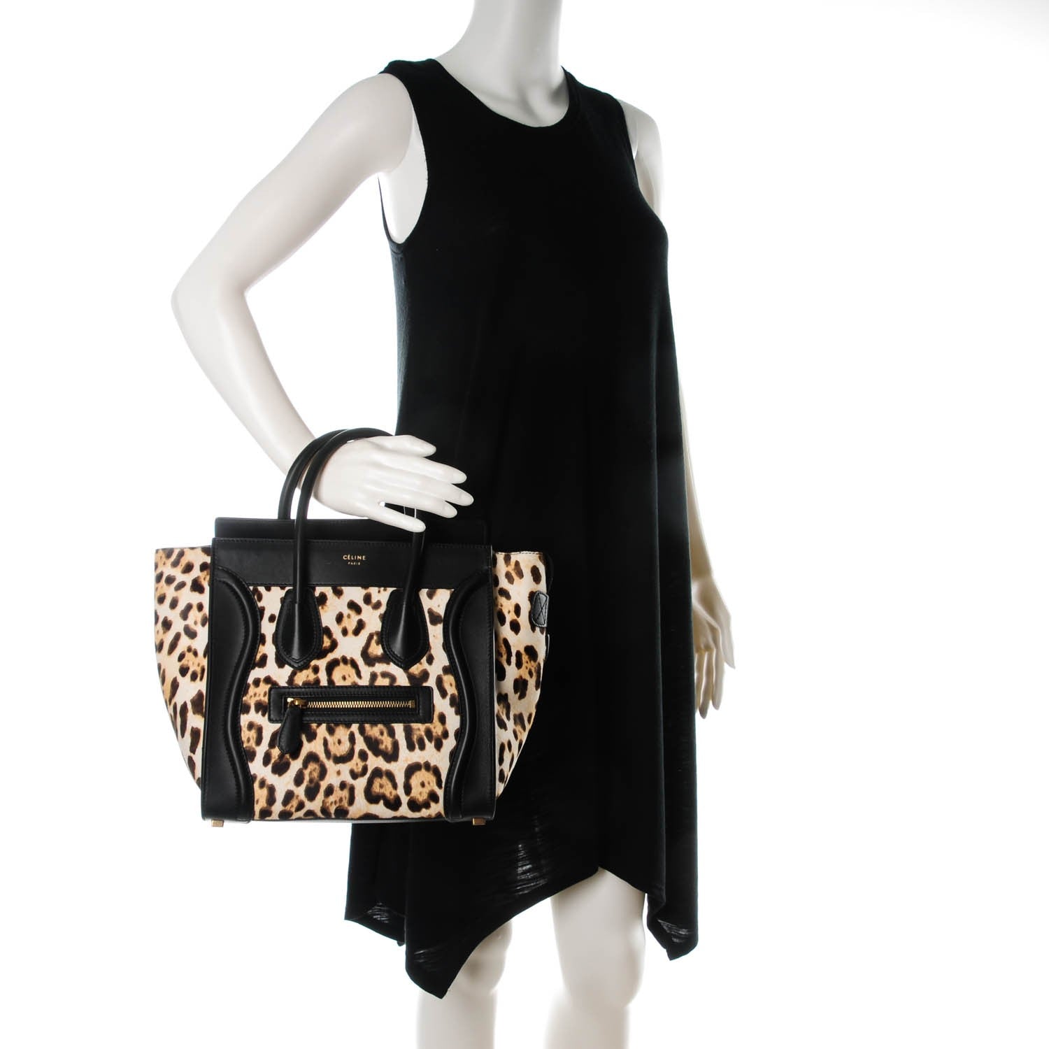 Celine Leopard Pony Hair Micro Luggage Black 2 of 8