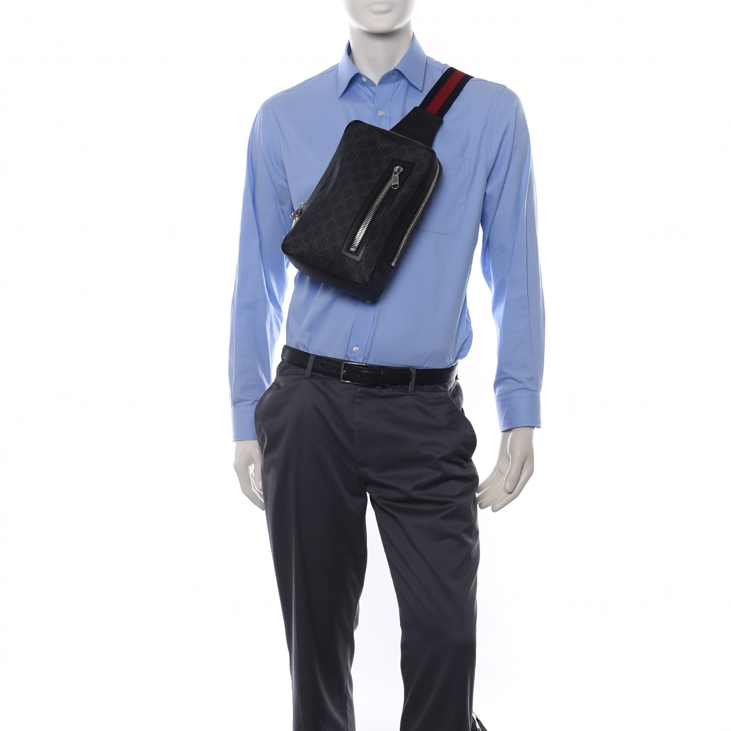 Gucci GG Supreme Monogram Web Belt Bag Black Grey 2 of 11