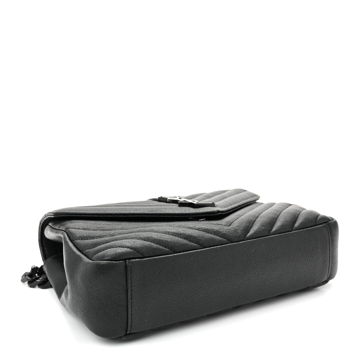 Saint Laurent Sheepskin Matelasse Chevron Monogram Monochrome Medium College Bag Black 4 of 9