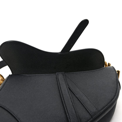 Christian Dior Grained Calfskin Saddle Bag With Strap Black 12 of 13